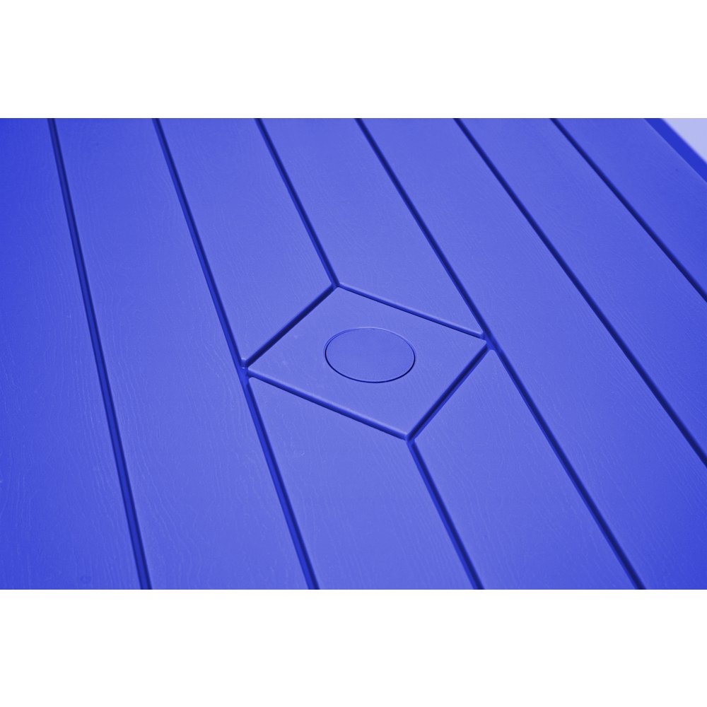 Blow Molded Picnic Table- Blue, Black Frame. Picture 5