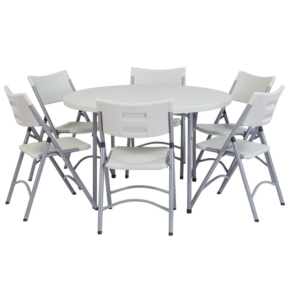 NPS® 48" Heavy Duty Round Folding Table, Speckled Grey. Picture 5