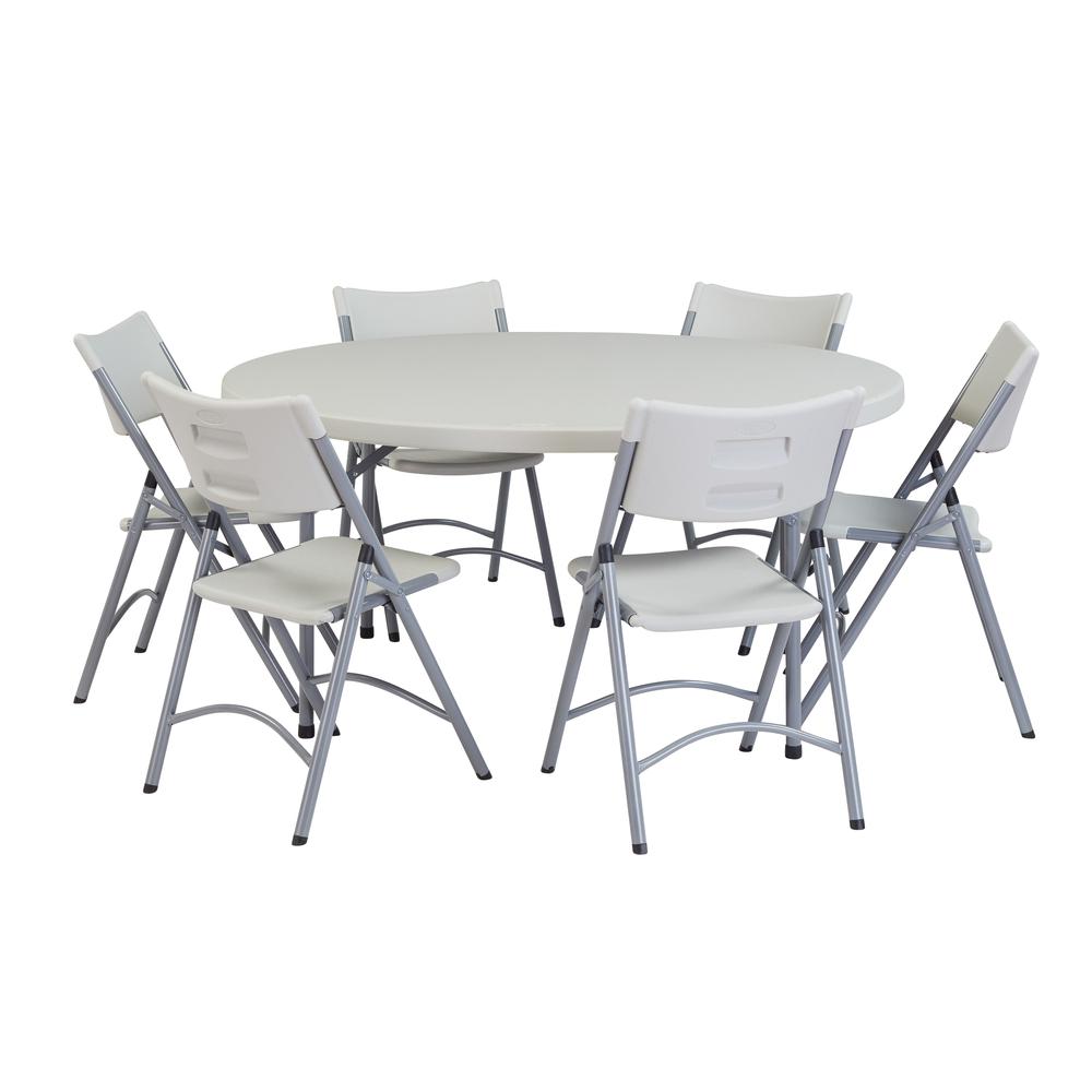 NPS® 60" Heavy Duty Round Folding Table, Speckled Grey. Picture 5