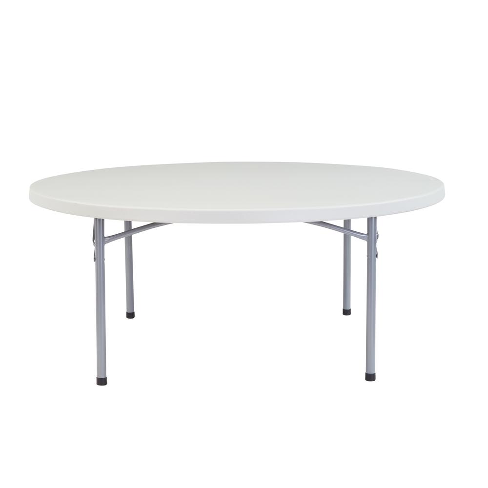 NPS® 71" Heavy Duty Round Folding Table, Speckled Grey. Picture 1
