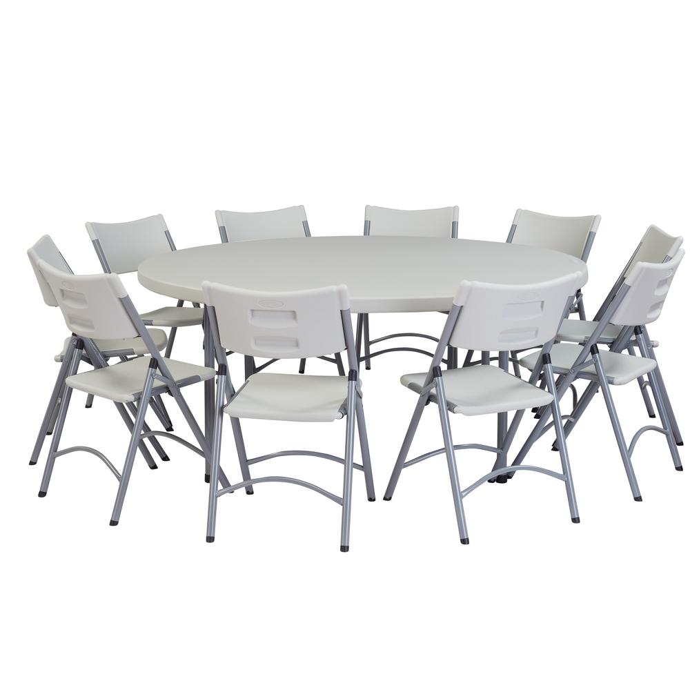 NPS® 71" Heavy Duty Round Folding Table, Speckled Grey. Picture 4