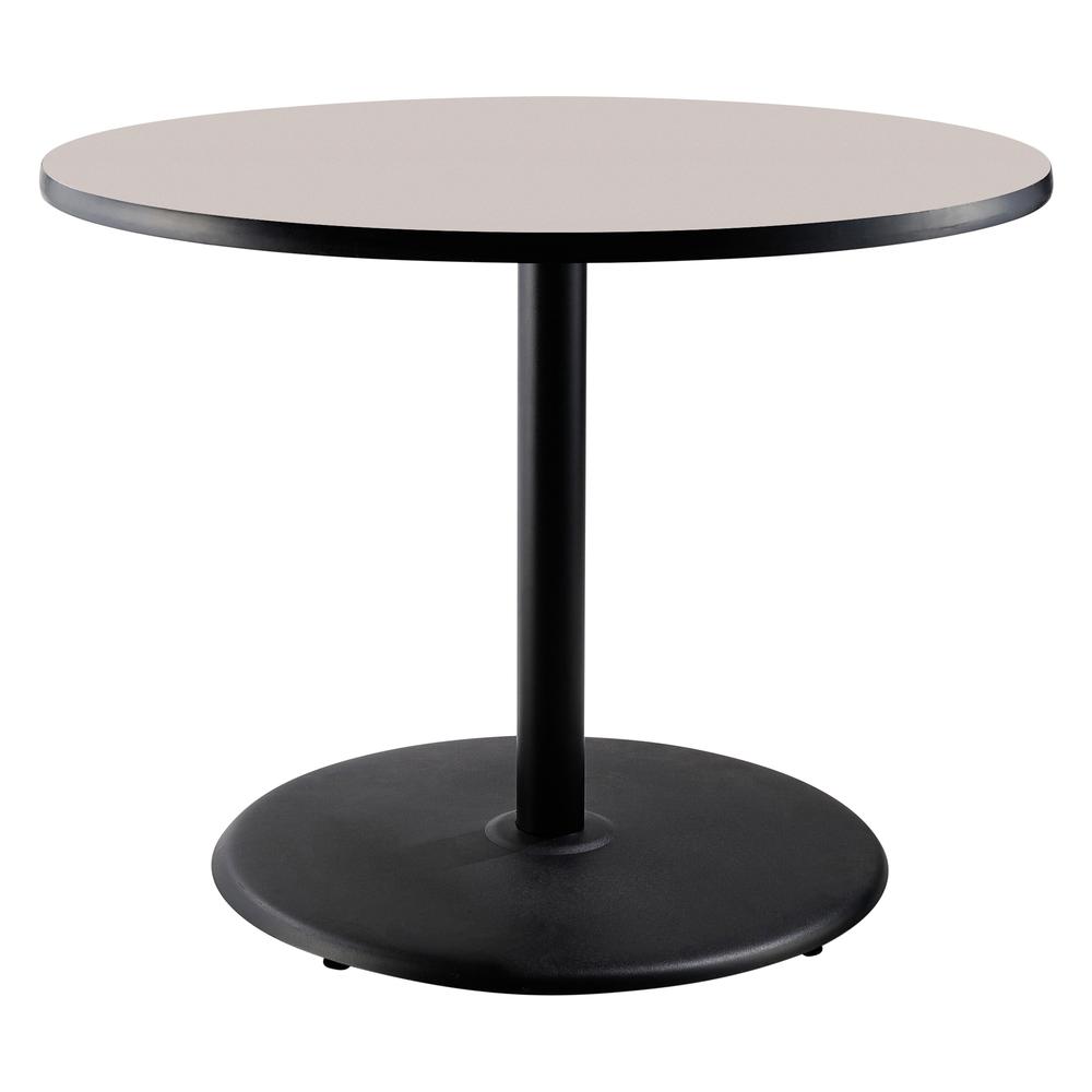 NPS® Café Table, 36" Round, Round Base, 30" Height, Particleboard Core/T-Mold - Grey. Picture 1