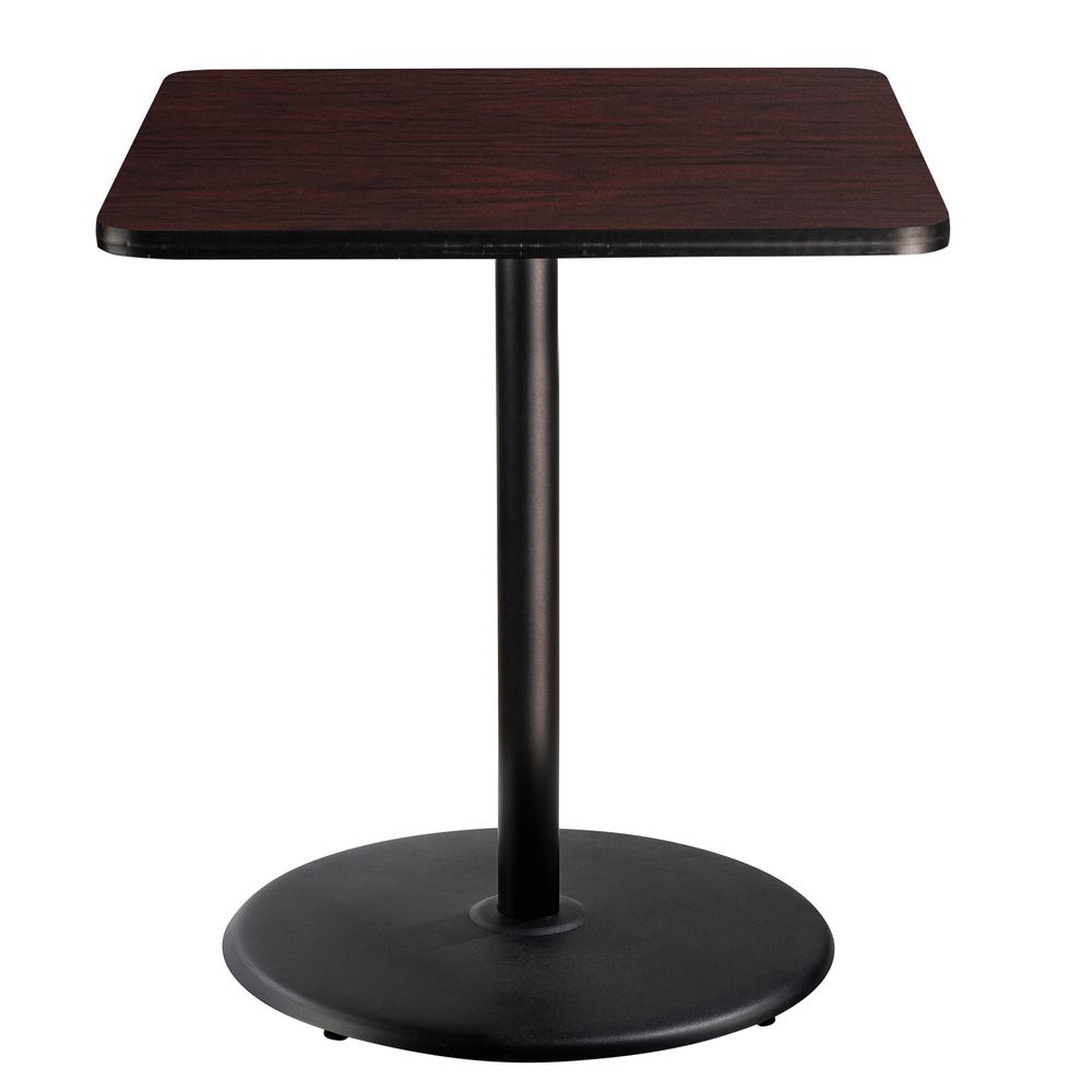 NPS® Café Table, 36" Square, Round Base, 42" Height, Particleboard Core/T-Mold, Brown. Picture 2