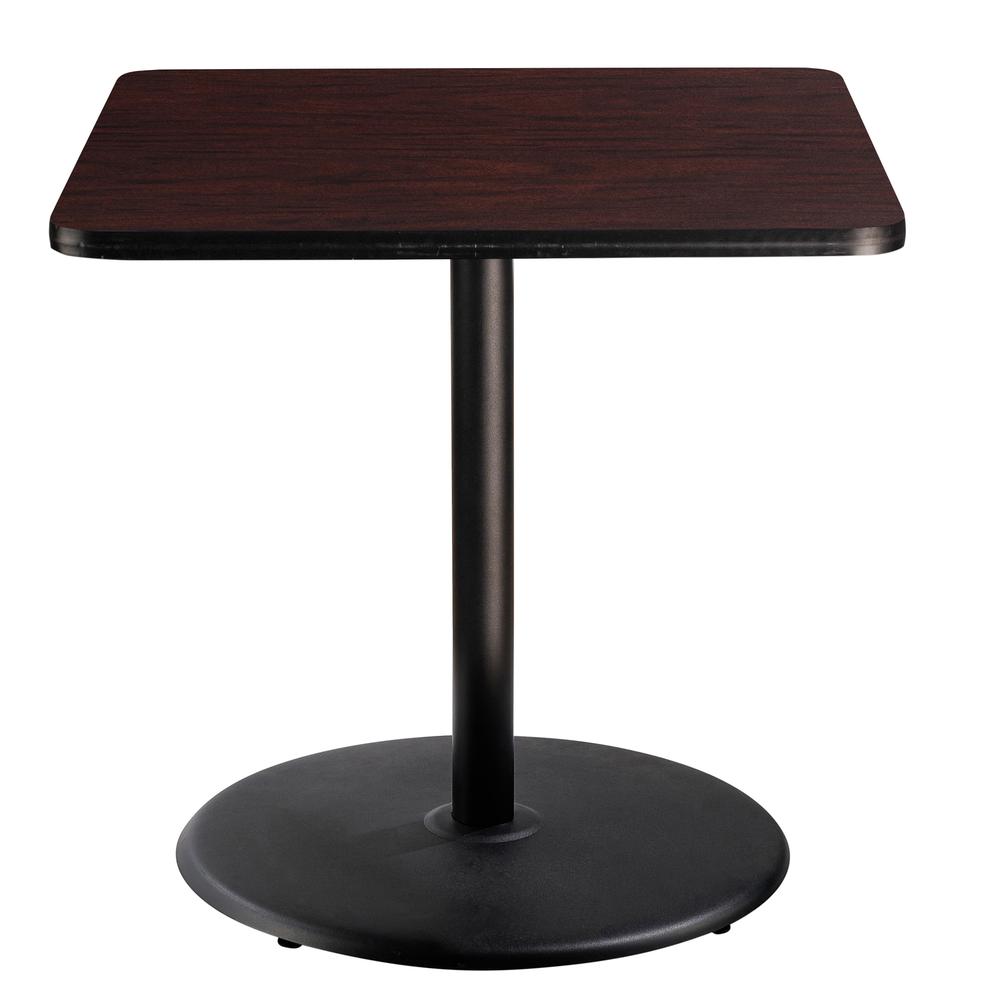NPS® Café Table, 36" Square, Round Base, 36" Height, Particleboard Core/T-Mold, Brown. Picture 2