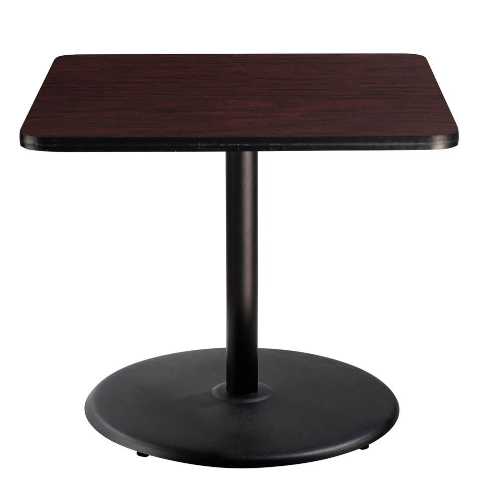 NPS® Café Table, 36" Square, Round Base, 30" Height, Particleboard Core/T-Mold, Brown. Picture 2