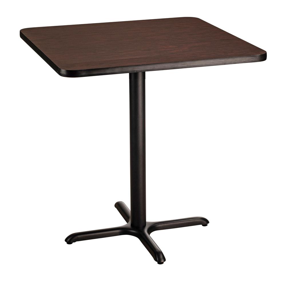 NPS® Café Table, 36" Square, "X" Base, 36" Height, Particleboard Core/T-Mold, Brown. Picture 1