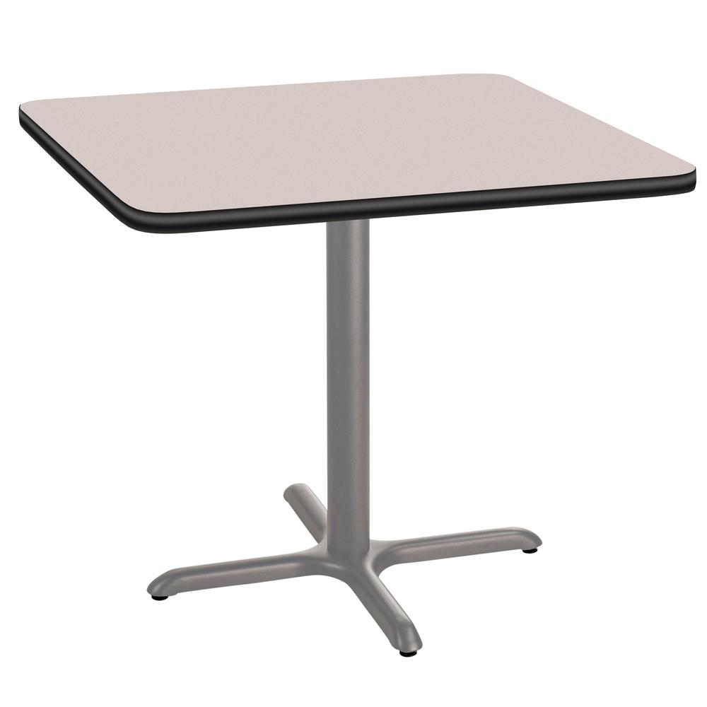 NPS® Café Table, 36" Square, X Base, 30" Height, Particleboard Core/T-Mold, Grey. Picture 1