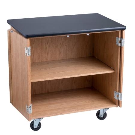 NPS® Mobile Science Cabinet With HPL Top, Black Top & Light Oak Frame. Picture 2
