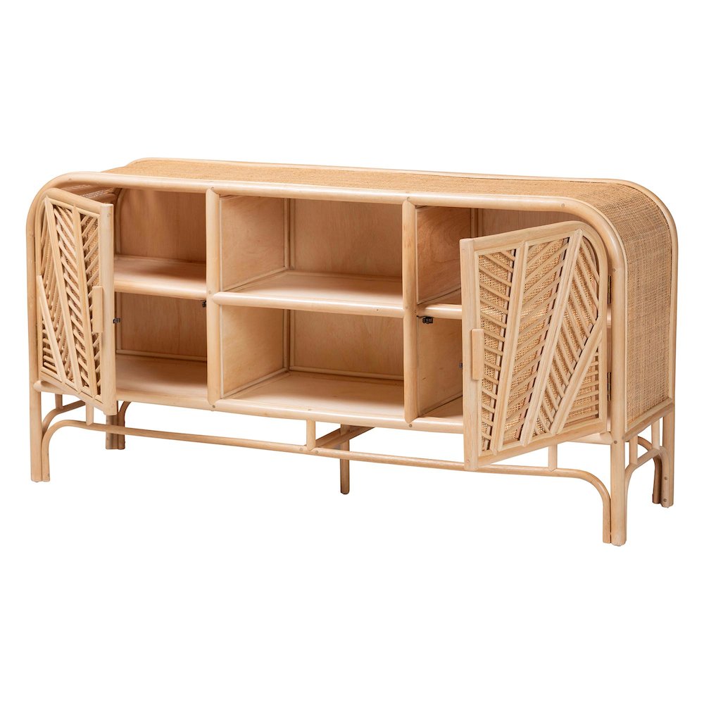 Carabella Bohemian Natural Rattan 2-Door Storage Cabinet. Picture 2