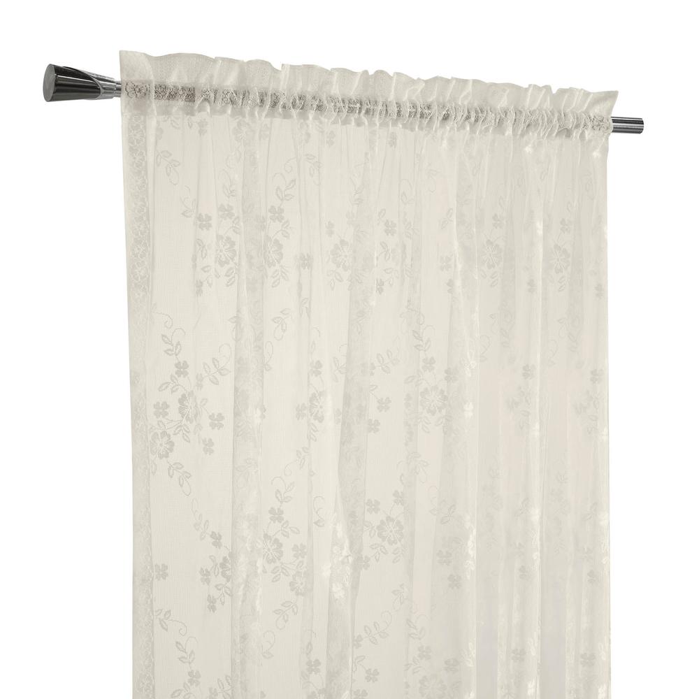 Mona Lisa Rod Pocket Curtain Panel Window Dressing 56 x 84 in Eggshell. Picture 2