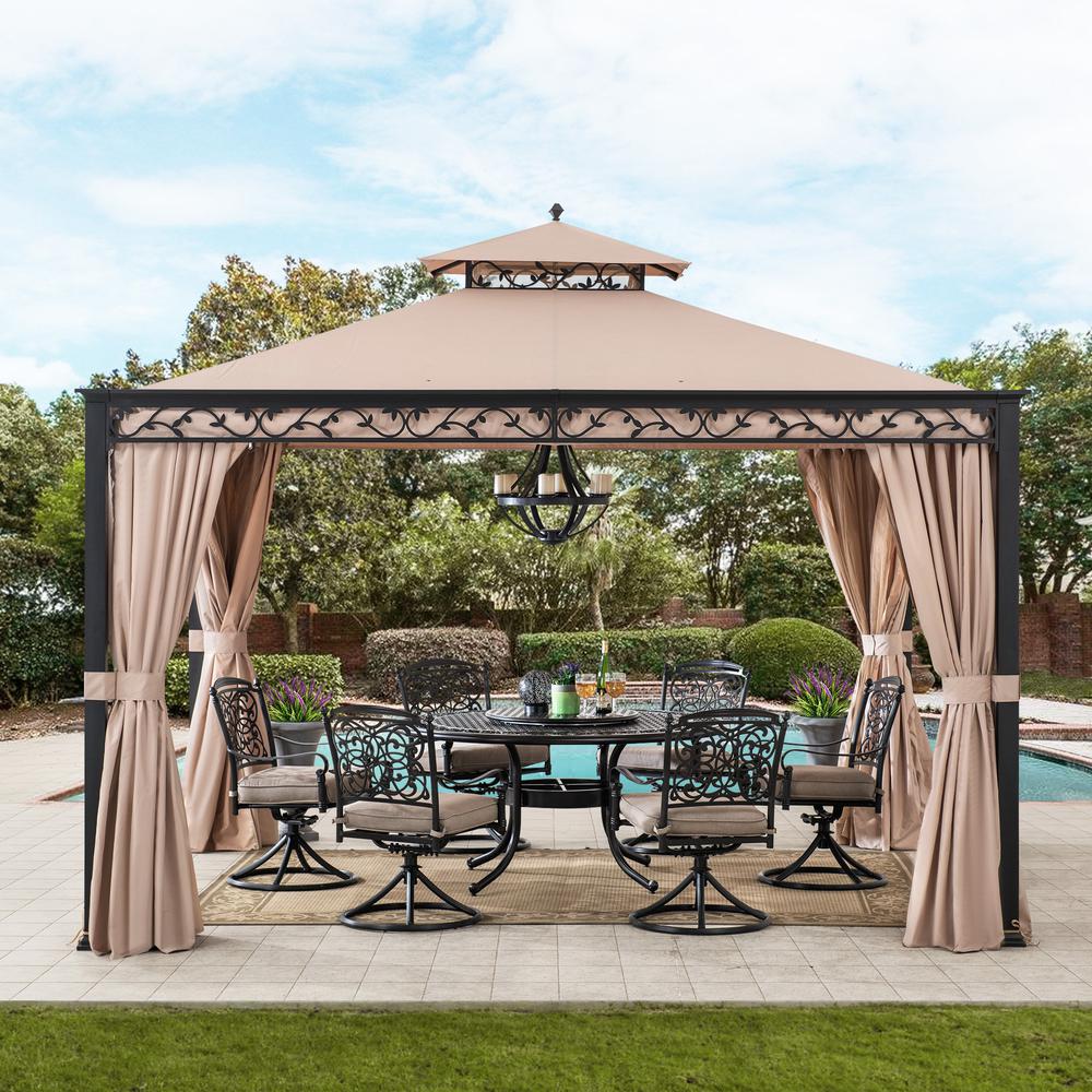 Sunjoy Patio 10 x 12 ft Steel Gazebo with Decorative Vine Frame Detail. Picture 7