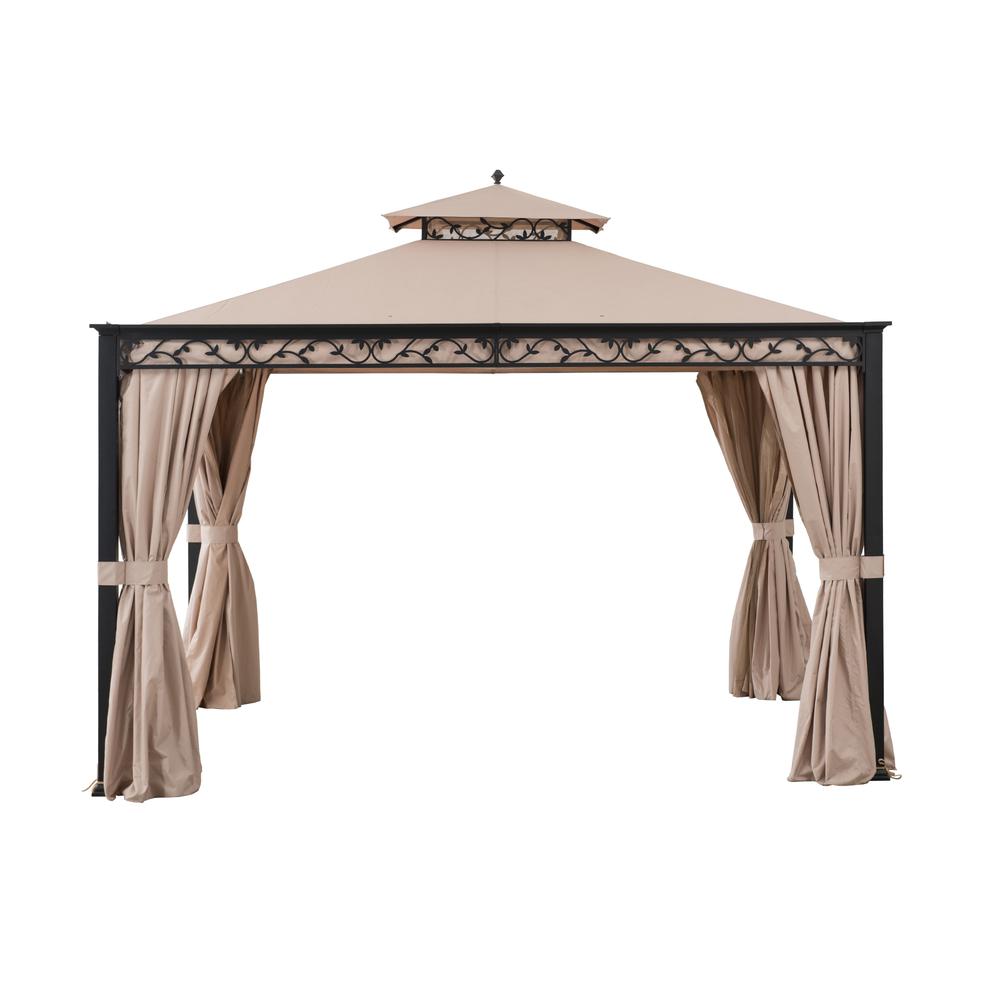 Sunjoy Patio 10 x 12 ft Steel Gazebo with Decorative Vine Frame Detail. Picture 2