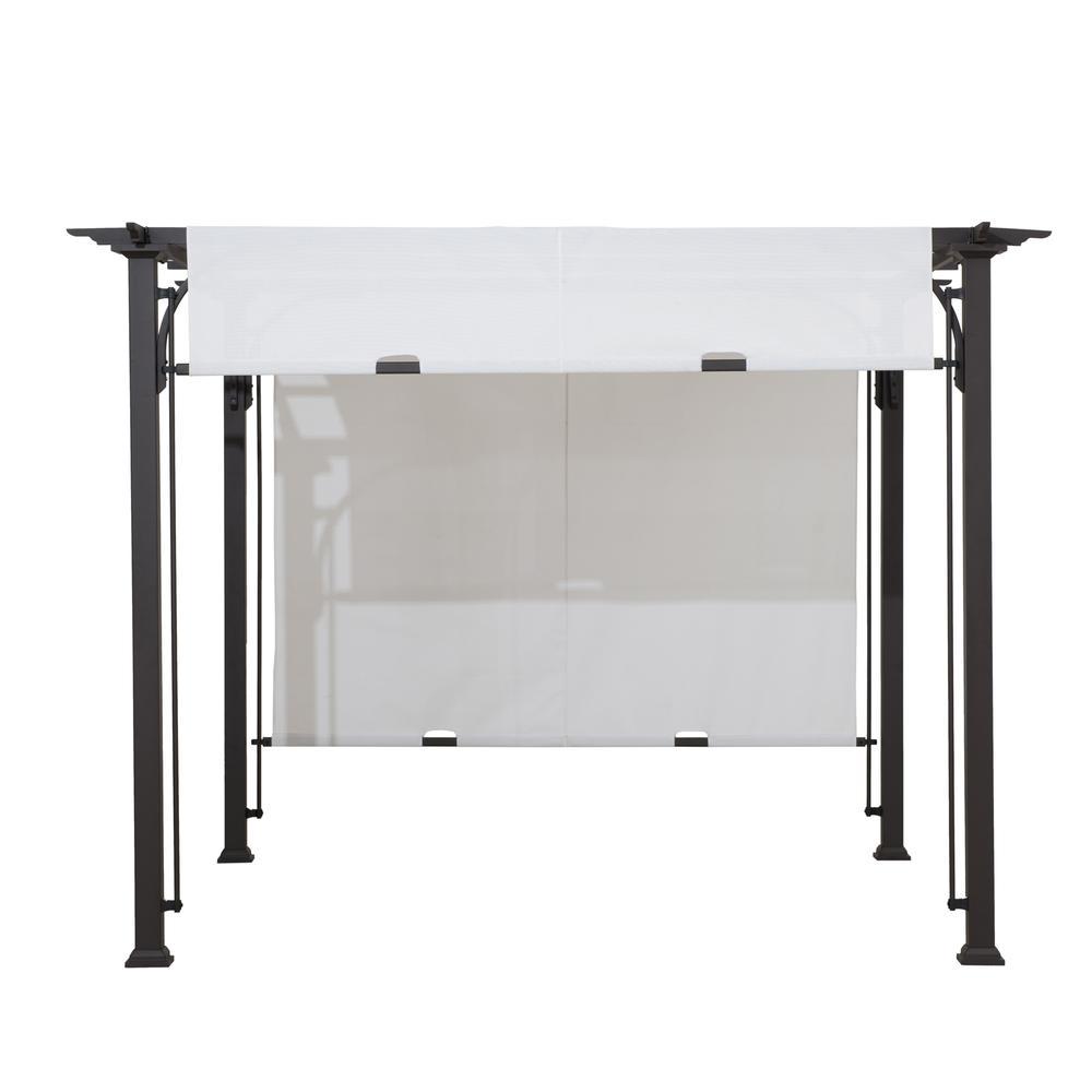 Brown Metal Classic Pergola with Adjustable White Garden Shade. Picture 2