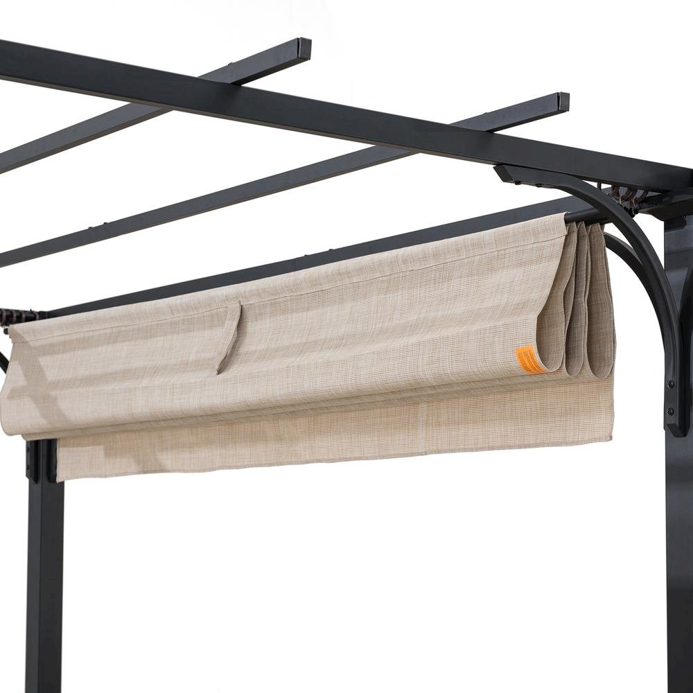 Sunjoy Jalen 12 x 9ft Patio Steel Frame Pergola with Retractable Canopy Shade. Picture 2