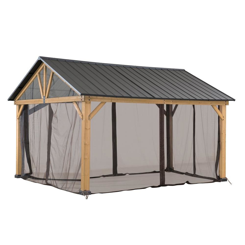 Sunjoy Universal Replacement Netting Tube and Netting For 11x13 Henson Pitched Roof Hard Top Gazebo. Picture 3