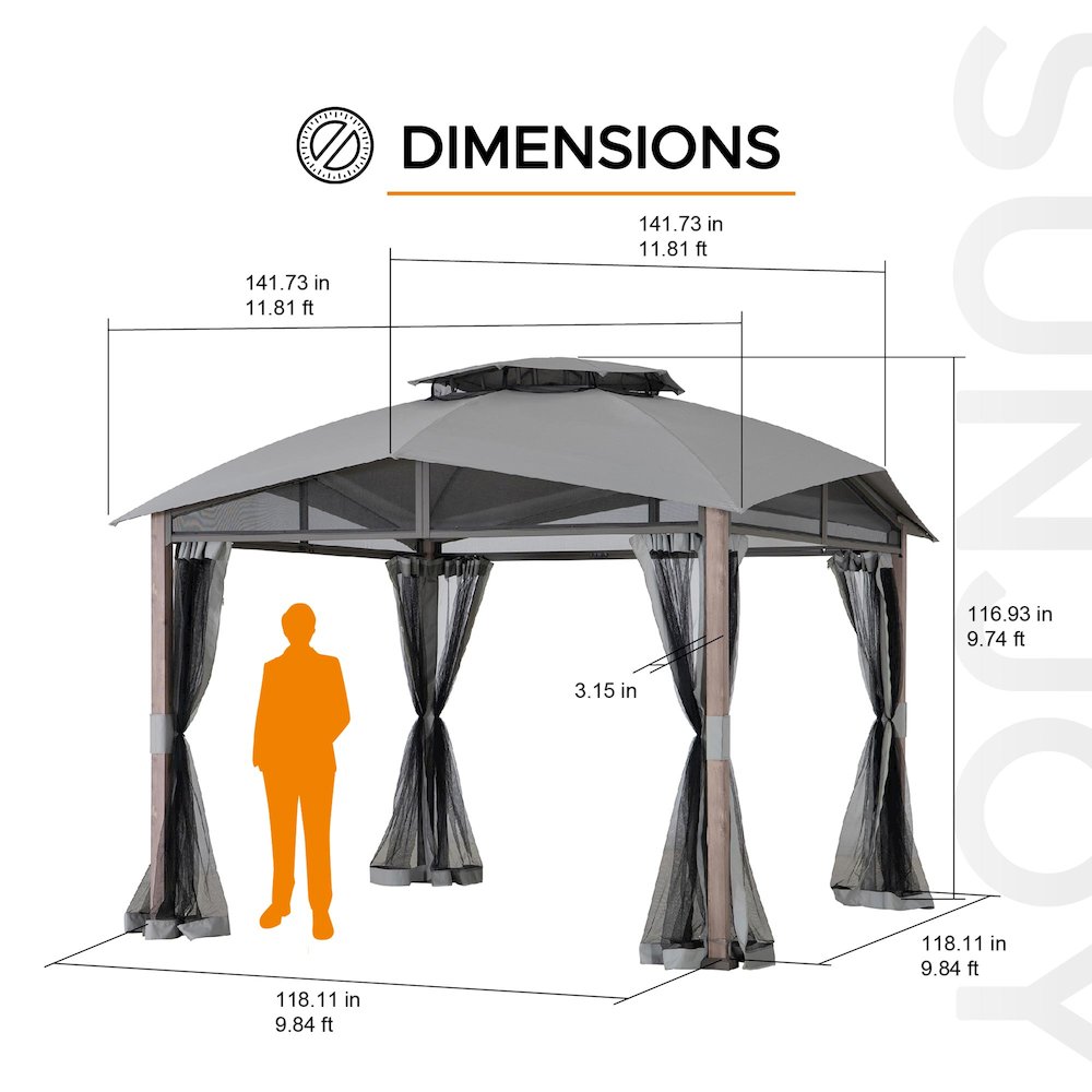 Sunjoy 12ft. X 12ft. Soft Top Gazebo with Netting. Picture 10