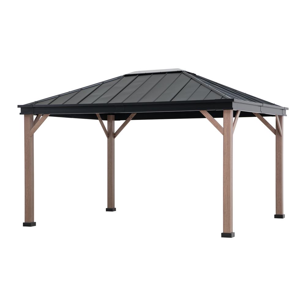 Sunjoy Cedarville 11 x 13 ft Outdoor Black Steel Hardtop Gazebo with Skylight. Picture 2