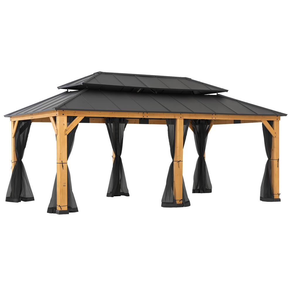 Sunjoy 12 ft. x 20 ft. Cedar Framed  Gazebo with Alum. Hardtop. Picture 2