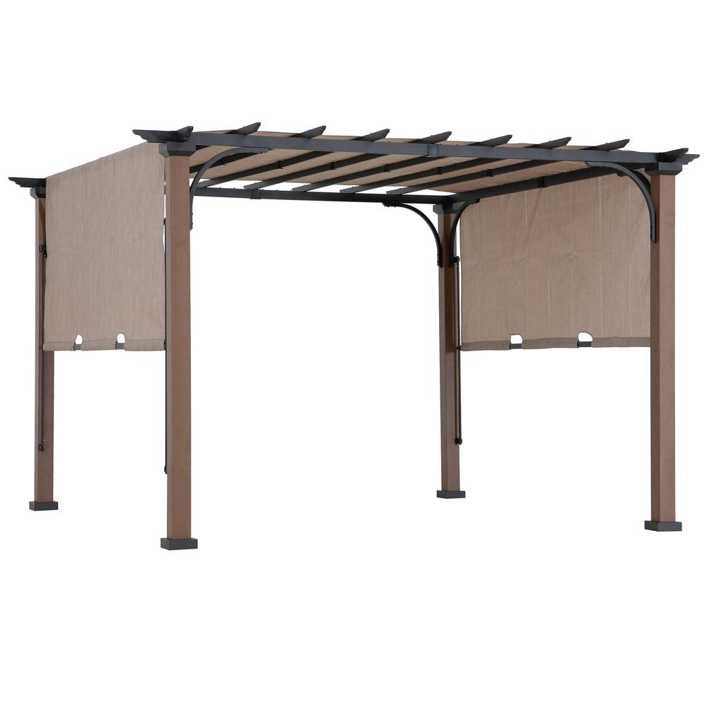 Sunjoy 11 x 11 ft Metal Pergola with Adjustable Tan Garden Shade. Picture 14