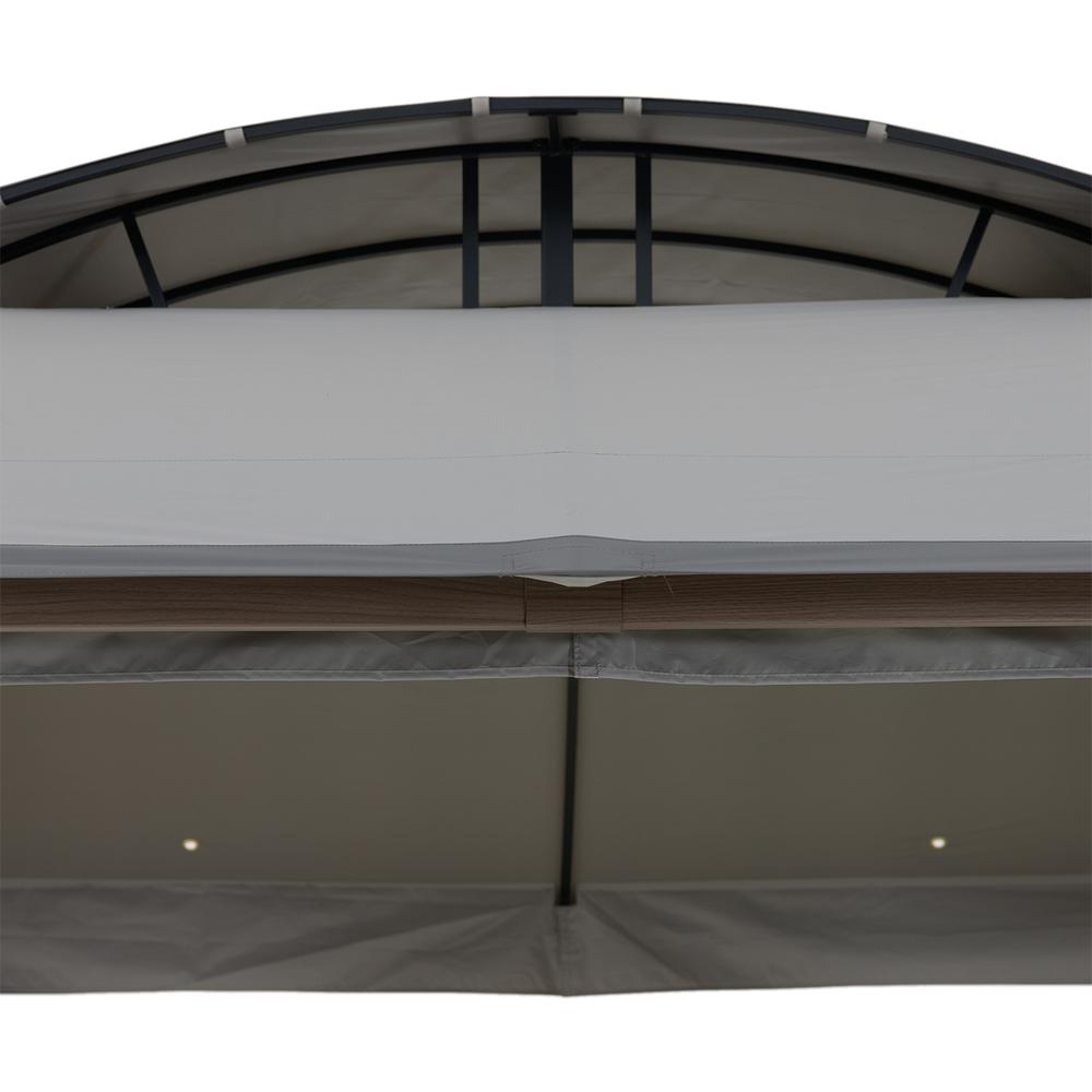 Sunjoy 11x13 ft. Gray Outdoor Patio Soft Top Woodgrain Steel Framed Gazebo. Picture 1
