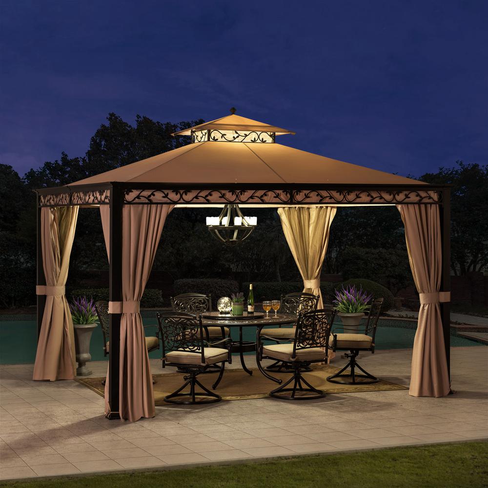 Sunjoy Patio 10 x 12 ft Steel Gazebo with Decorative Vine Frame Detail. Picture 10