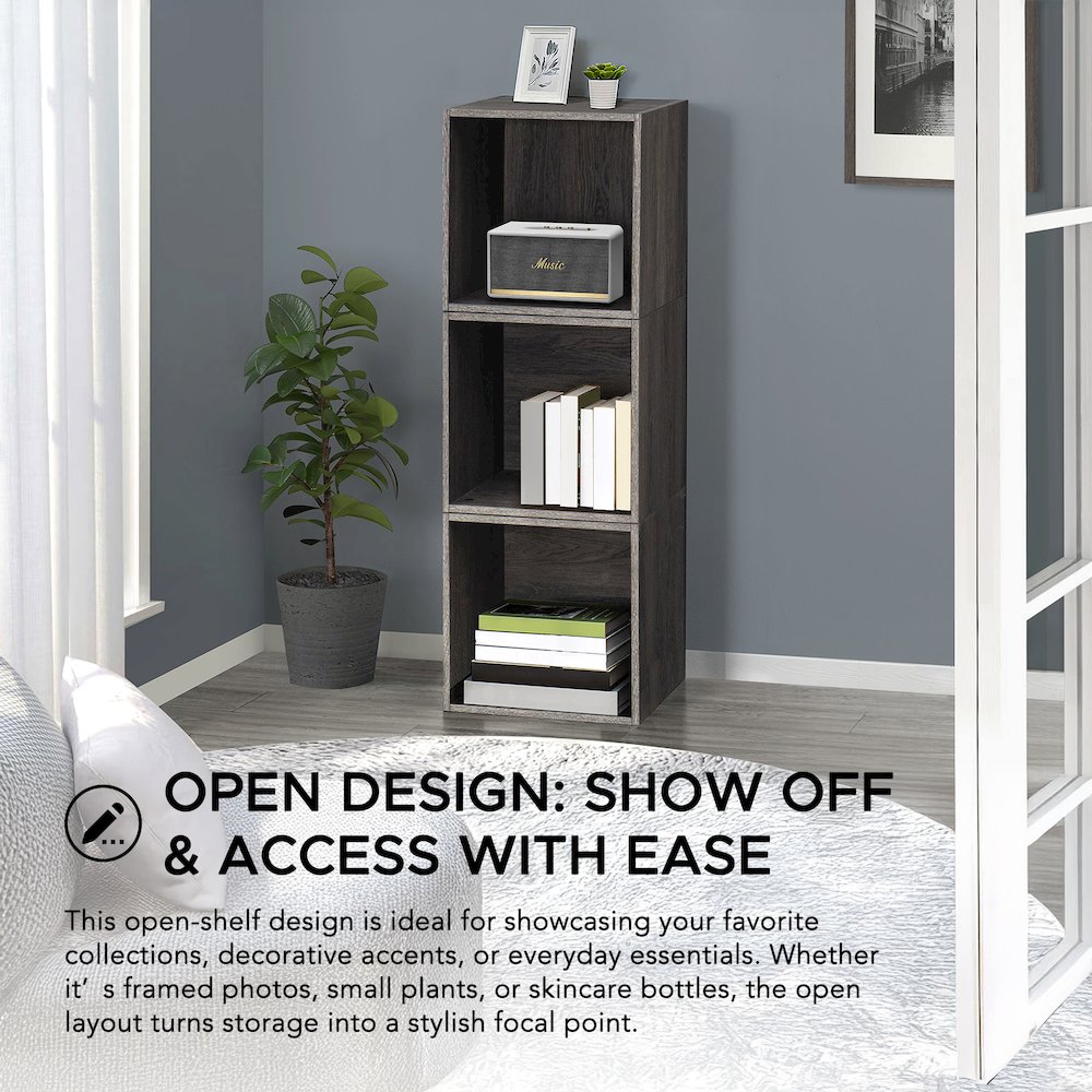Quub Open Cabinet, Space Saving Stackable MDF Wood Cabinet for Living Room. Picture 5