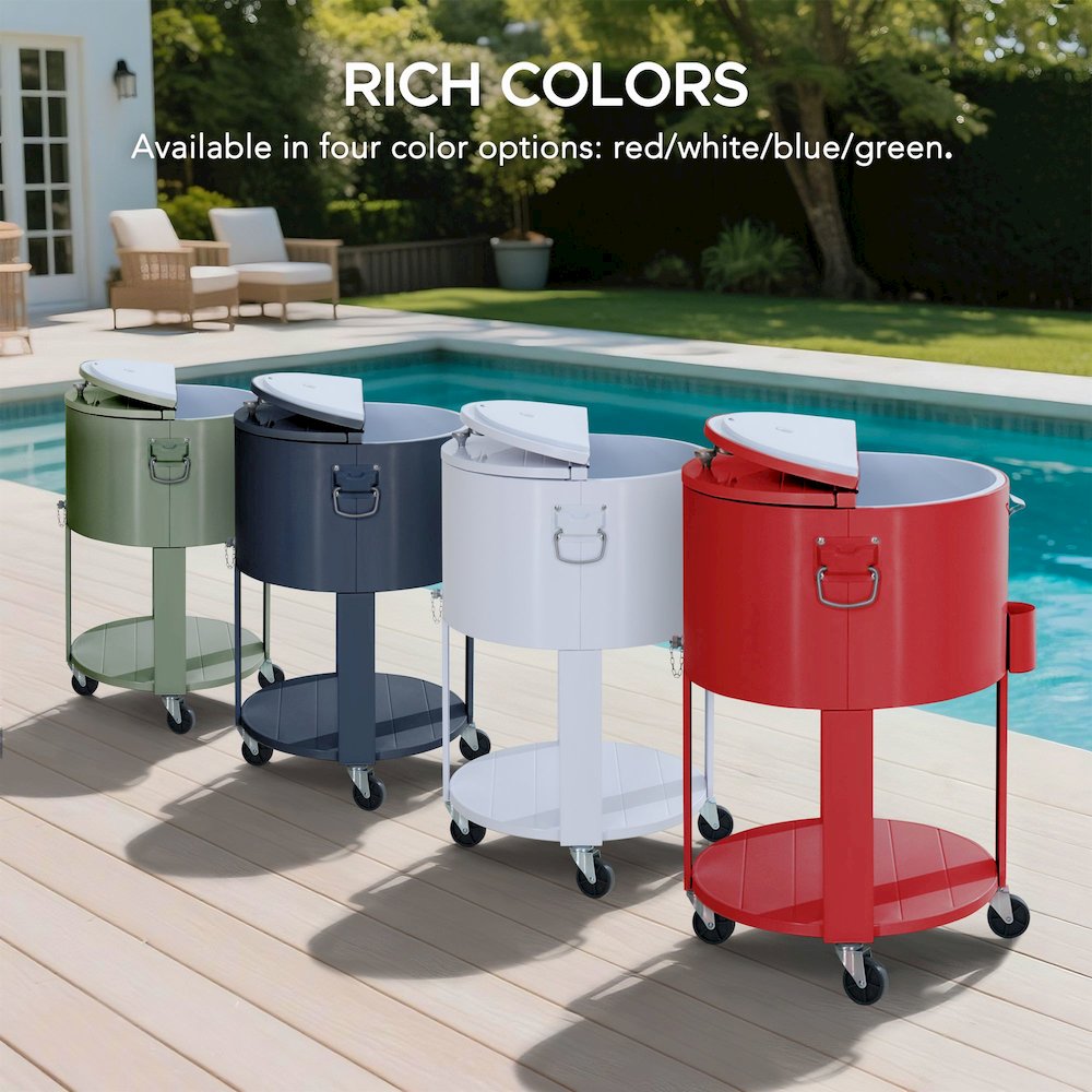 60 Quart Rolling Ice Chest Cooler Cart, Portable Patio Party Bar. Picture 9
