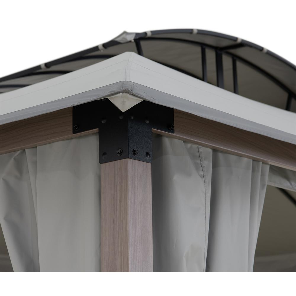 Sunjoy 11x13 ft. Gray Outdoor Patio Soft Top Woodgrain Steel Framed Gazebo. Picture 11
