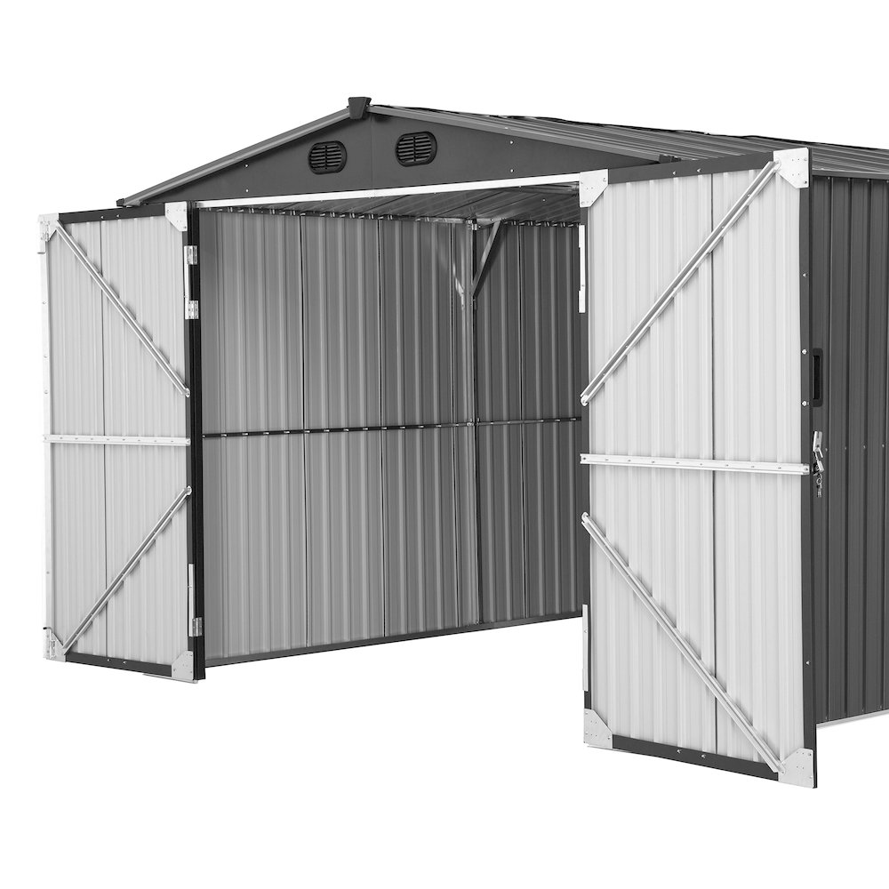 Sunjoy 10 ft. x 20 ft. Outdoor Storage Shed, Carport, Dark Grey. Picture 7