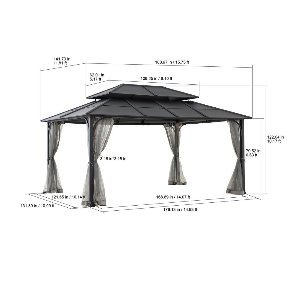 Hardtop Gazebo, Heavy Duty Steel Frame Metal Gazebo, Outdoor Gazebo. Picture 5