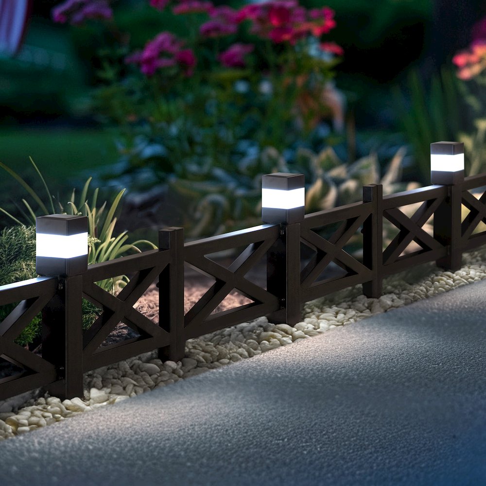 Sunjoy Cromwell Solar Garden Border Fencing Brown (5PK). Picture 3