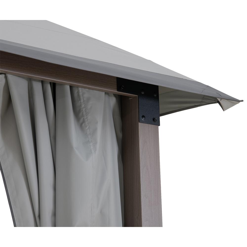 Sunjoy 11x13 ft. Gray Outdoor Patio Soft Top Woodgrain Steel Framed Gazebo. Picture 12