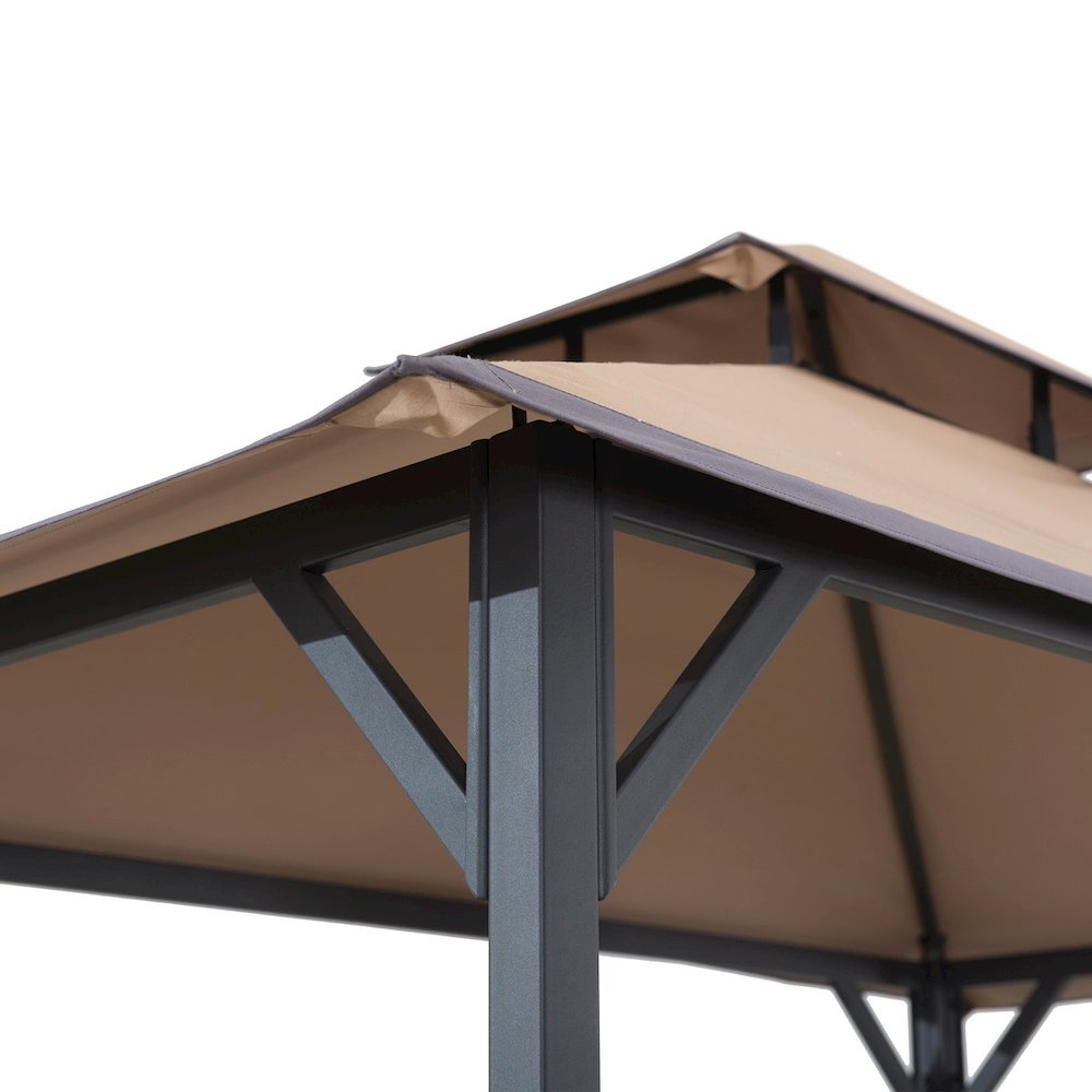8x5 ft Arbrook Black Steel 2-Tier Soft Top Grill Gazebo. Picture 6