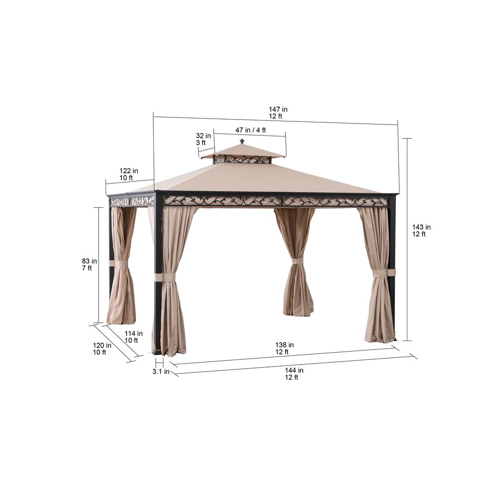 Sunjoy Patio 10 x 12 ft Steel Gazebo with Decorative Vine Frame Detail. Picture 11