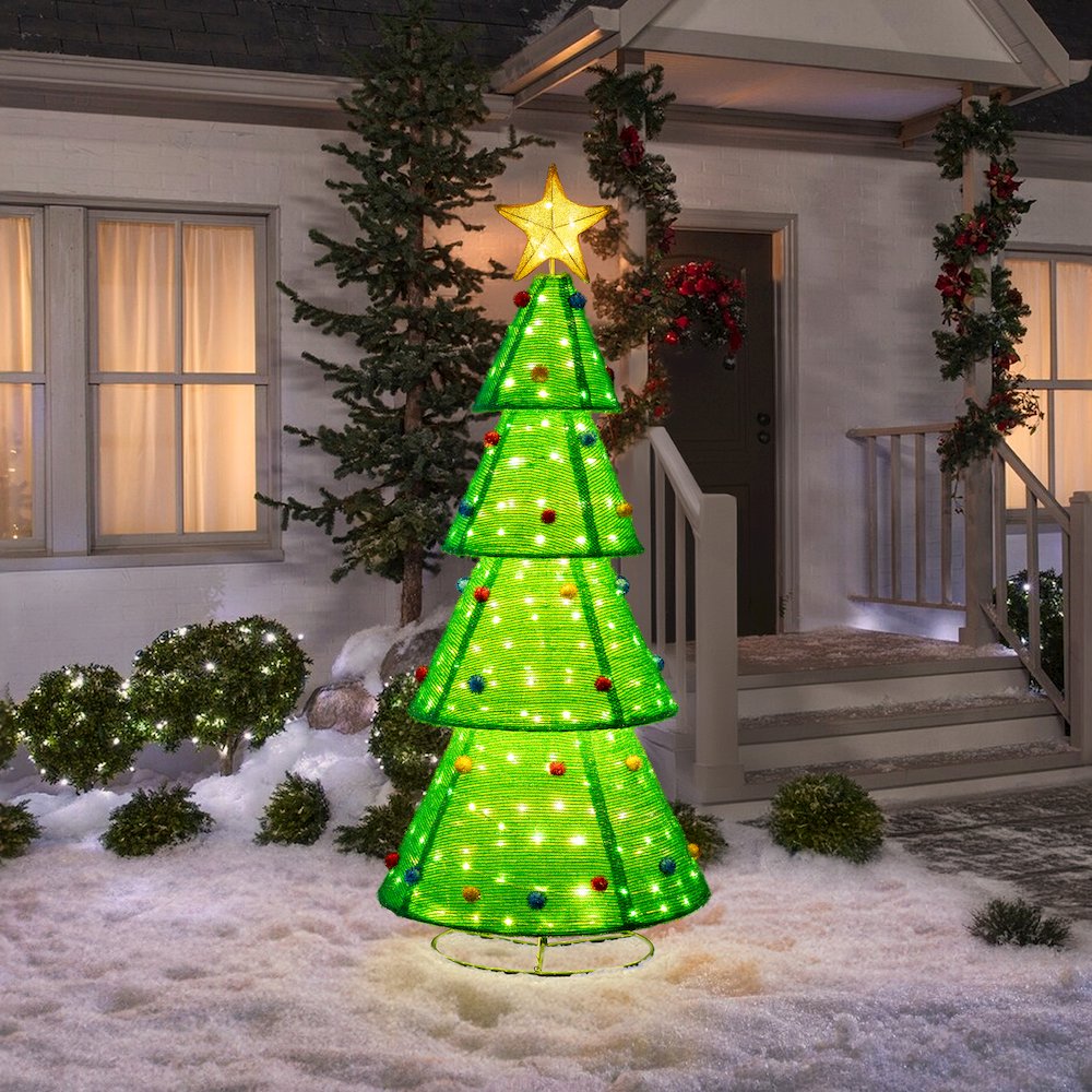 Sunjoy 77" LED Lighted Christmas Holiday Tree Outdoor Yard Decoration. Picture 5