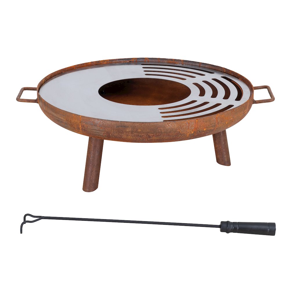 28 in. Fire Pit Outdoor Steel Rusic Firepit Patio Wood Burning Fire Pits. Picture 1
