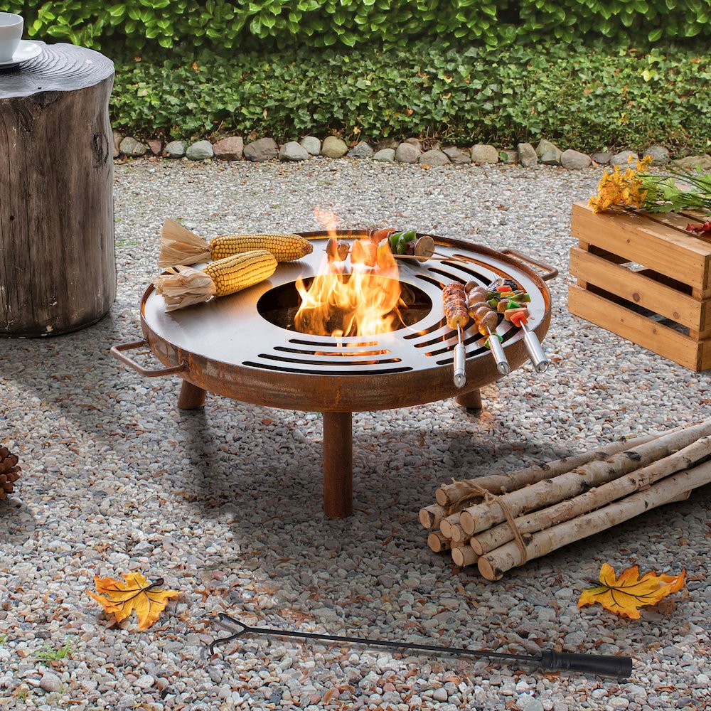 28 in. Fire Pit Outdoor Steel Rusic Firepit Patio Wood Burning Fire Pits. Picture 2