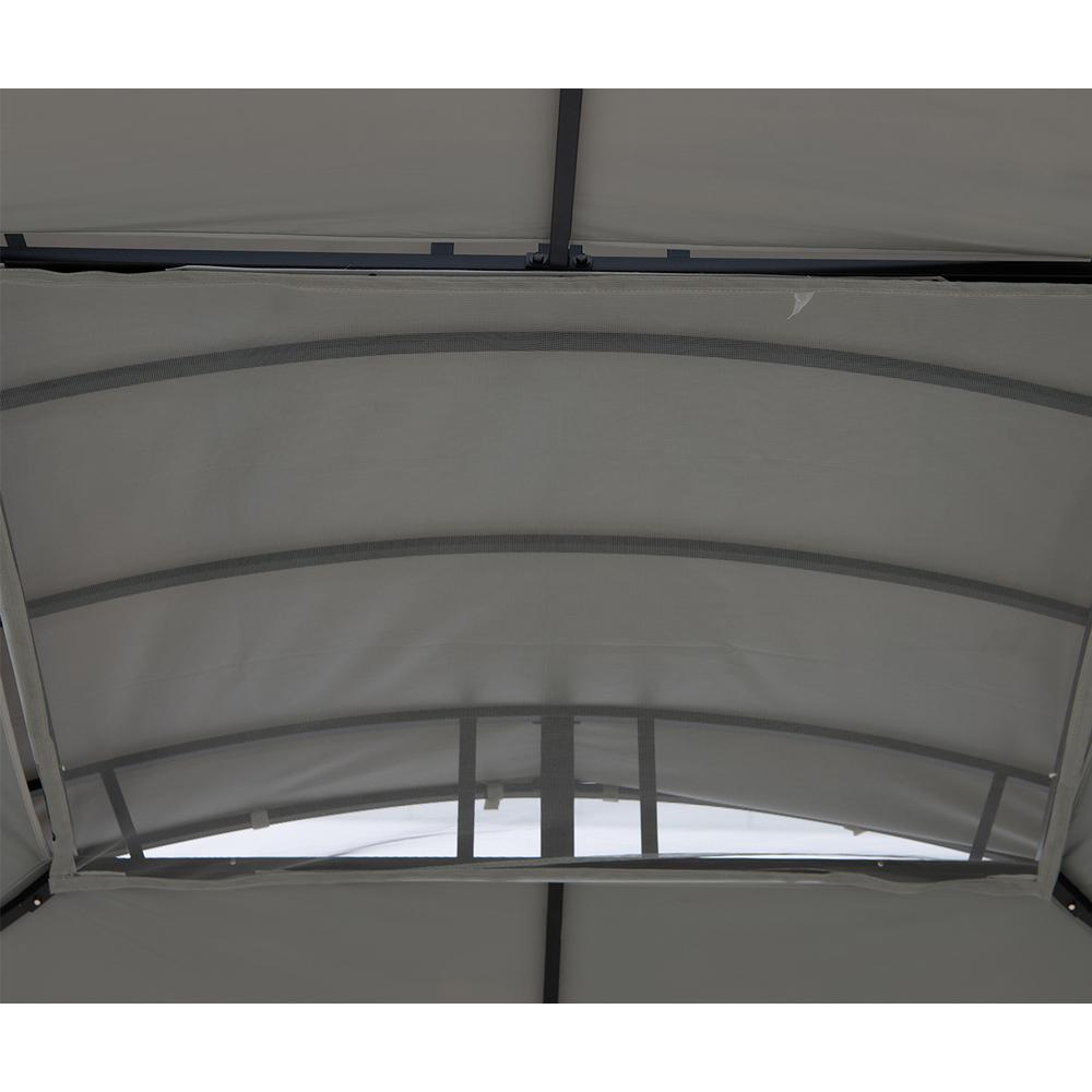 Sunjoy 11x13 ft. Gray Outdoor Patio Soft Top Woodgrain Steel Framed Gazebo. Picture 18