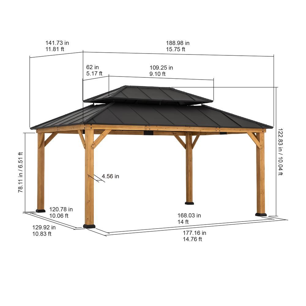 Sunjoy 12x16 ft. Wood Outdoor Patio Steel Hardtop Gazebo. Picture 2