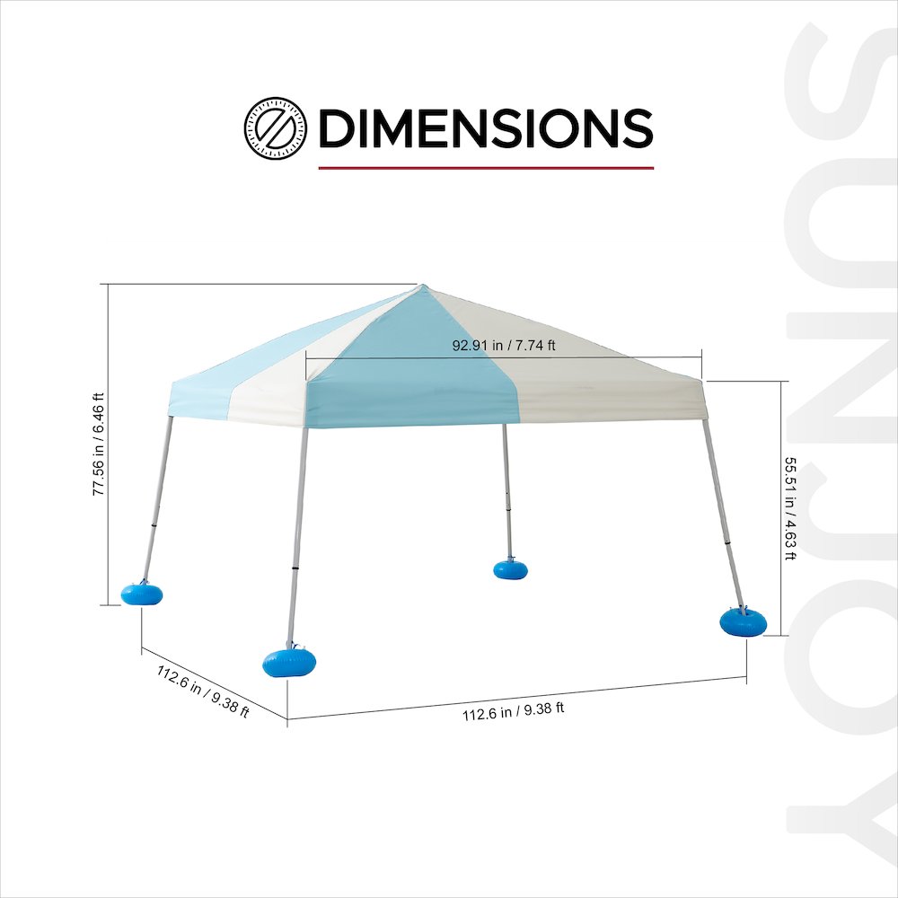 Grey and Light Blue Floating Pool Canopy Pop Up Gazebo & PVC Floats and Air Pump. Picture 2