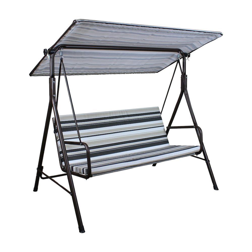 2-Seat Patio Metal Proch Swing With Adjustable Canopy. Picture 1