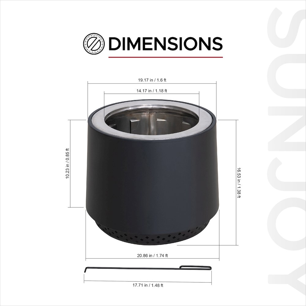Stainless Steel Wood-Burning Smokeless Fire Pit with PVC Cover and Poker, Black. Picture 2