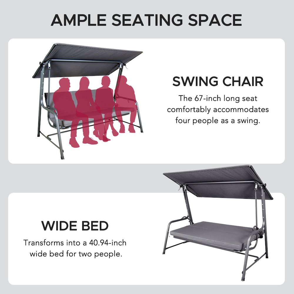4-Seat Luxury Swing and Bed with Elastic Metal Mesh Seat. Picture 9