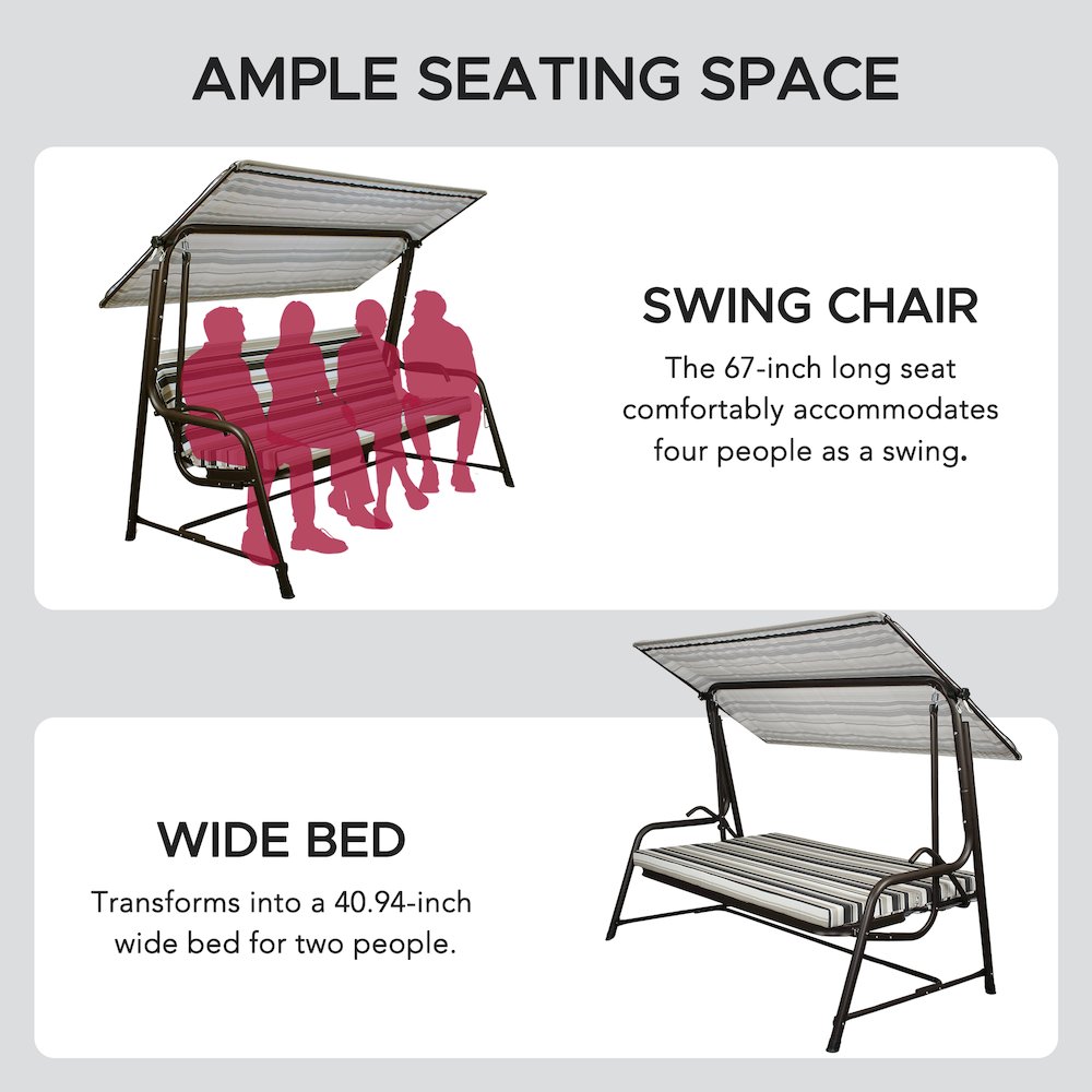 4-Seat Luxury Swing and Bed with Elastic Metal Mesh Seat. Picture 10