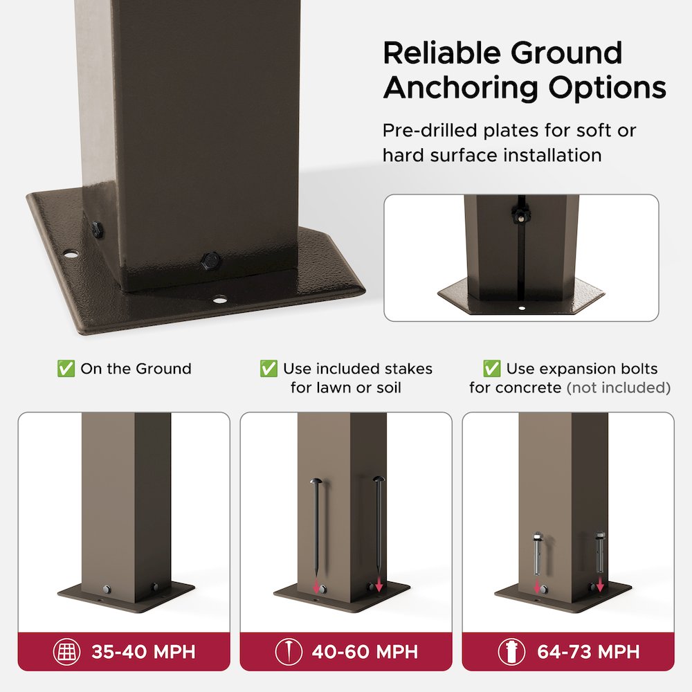 10 ft x 10 ft Hardtop Gazebo with Steel Roof, Brown Aluminum Frame. Picture 3
