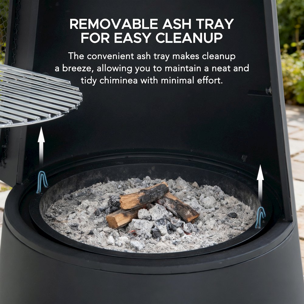 57 in. 2-in-1 Metal Outdoor Chiminea Fire Pit & Fireplace, Removable Grill Grate. Picture 4