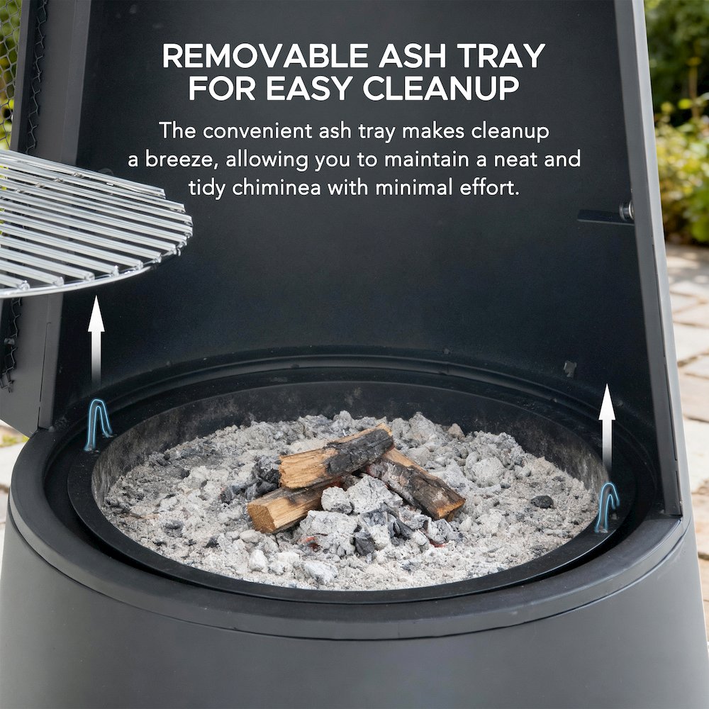 57 in. 2-in-1 Metal Outdoor Chiminea Fire Pit & Fireplace, Removable Grill Grate. Picture 7