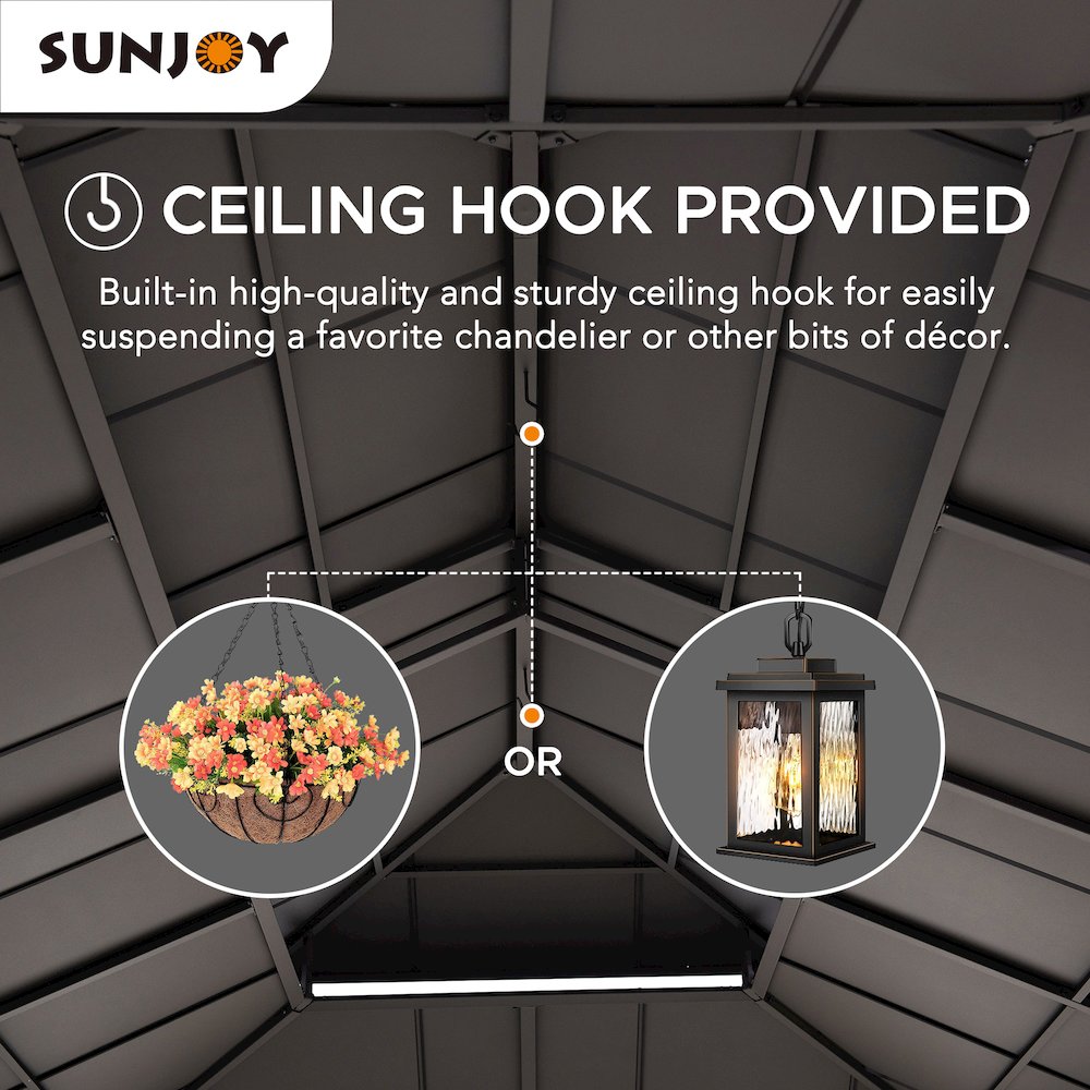 Sunjoy 12 ft. x 20 ft. Cedar Framed  Gazebo with Steel Hardtop. Picture 8