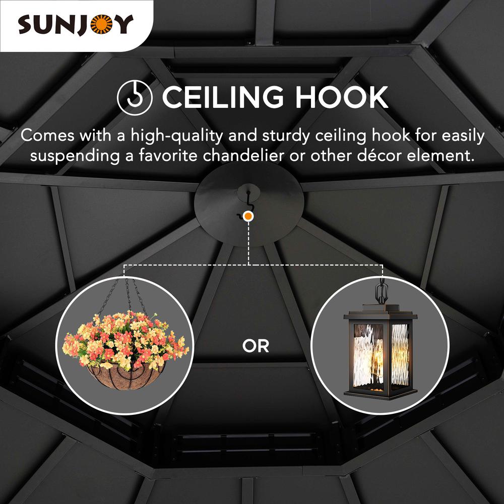 Sunjoy 15 x 15 ft. Outdoor Hardtop Octagon Double Tiered Metal Gazebo. Picture 4