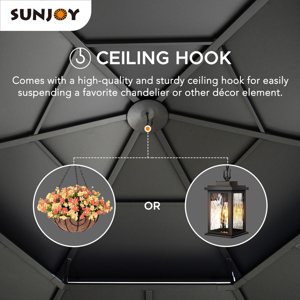 Sunjoy 15 x 15 ft. Outdoor Hardtop Hexagon Double Tiered Metal Gazebo. Picture 3